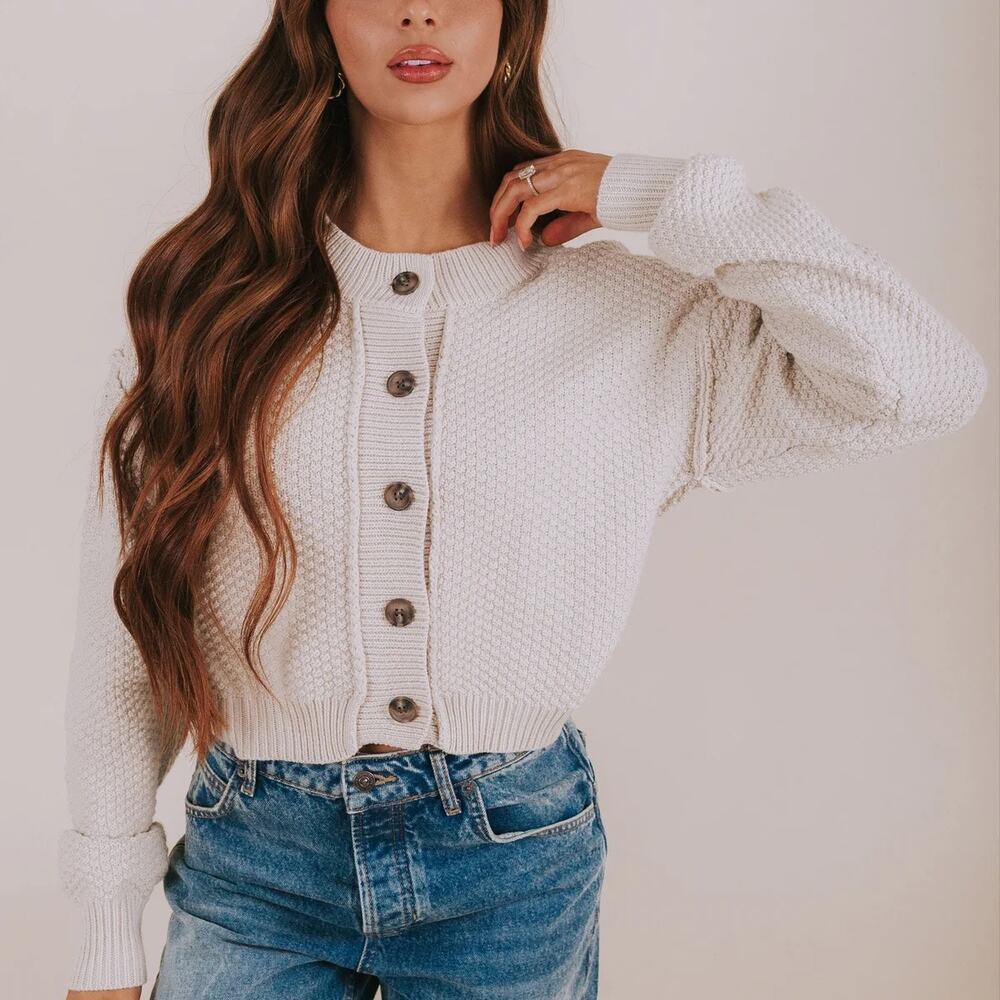 Free People Lila Cardi White Cream Small